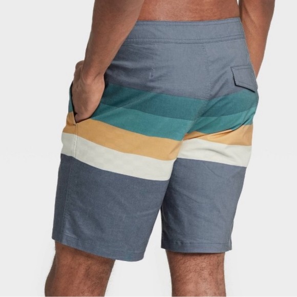 GOODFELLOW & CO. Striped Swim Board Shorts Trunks Size 42 Dadcore Resortwear - Picture 2 of 10